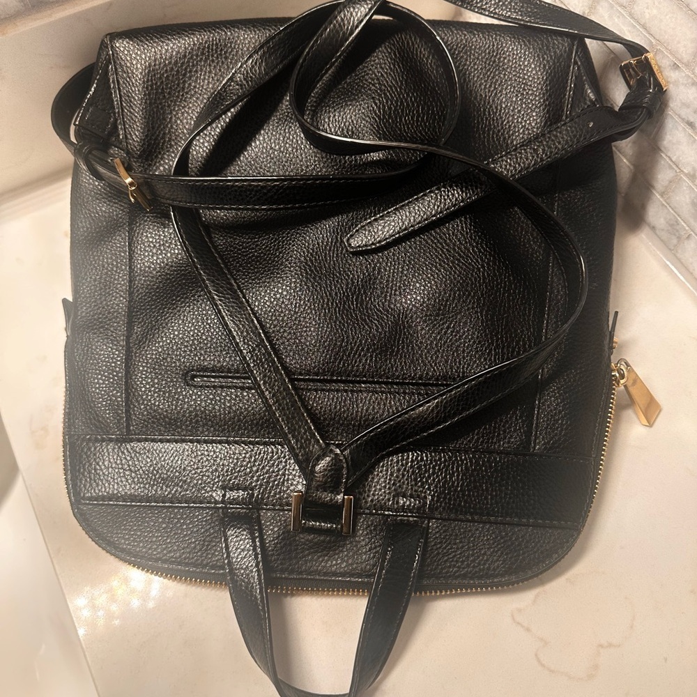 Michael Kors Black Textured Backpack with Gold Accents - Picture 6 of 9